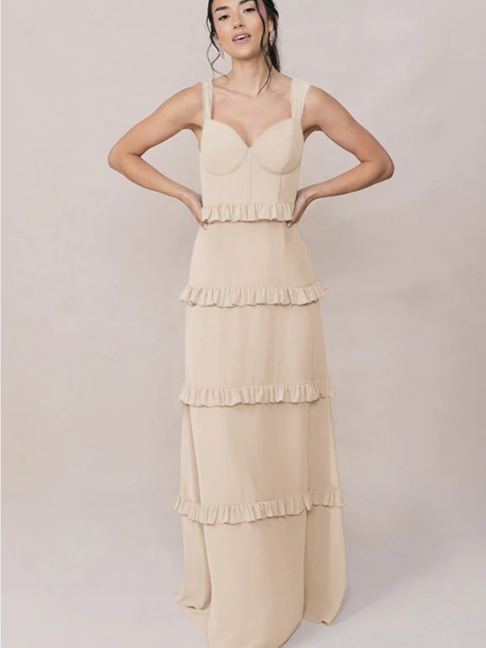 Revelry Sloane Chiffon Bridesmaid Dress Champagne